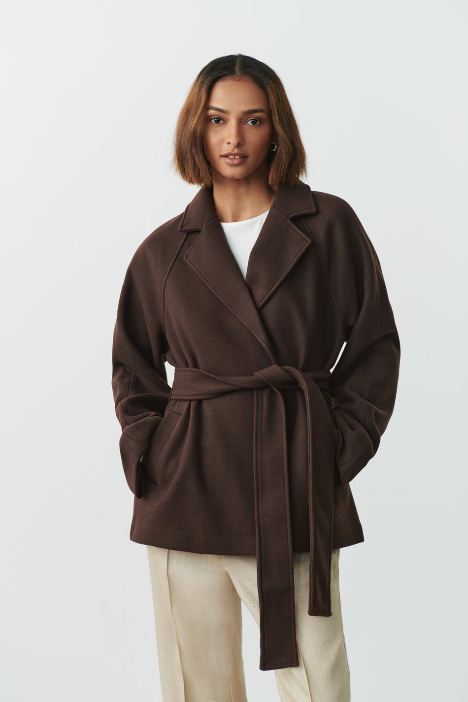 Belted short coat - Bruin - Dame - Gina Tricot | Gina Tricot SE