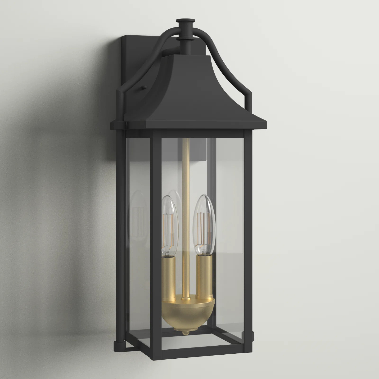 Lark Manor™ Alvester 2 - Light 17.6'' H  Glass Outdoor Wall Lantern with Dusk to Dawn & Reviews... | Wayfair North America
