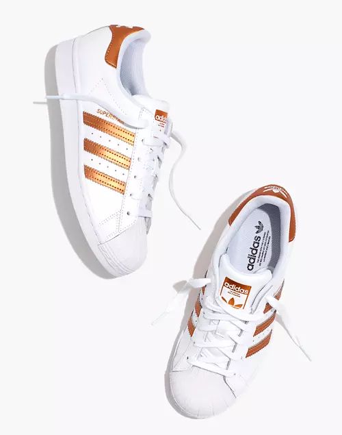 Adidas® Leather Superstar™ Sneakers in White and Copper | Madewell