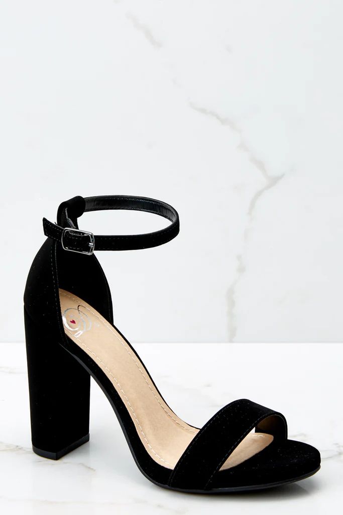 Never Grow Up Black Ankle Strap Heels | Red Dress 