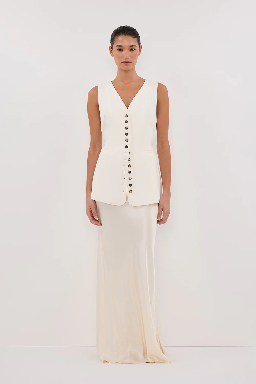 DEMI CREAM LONGLINE VEST | DISSH