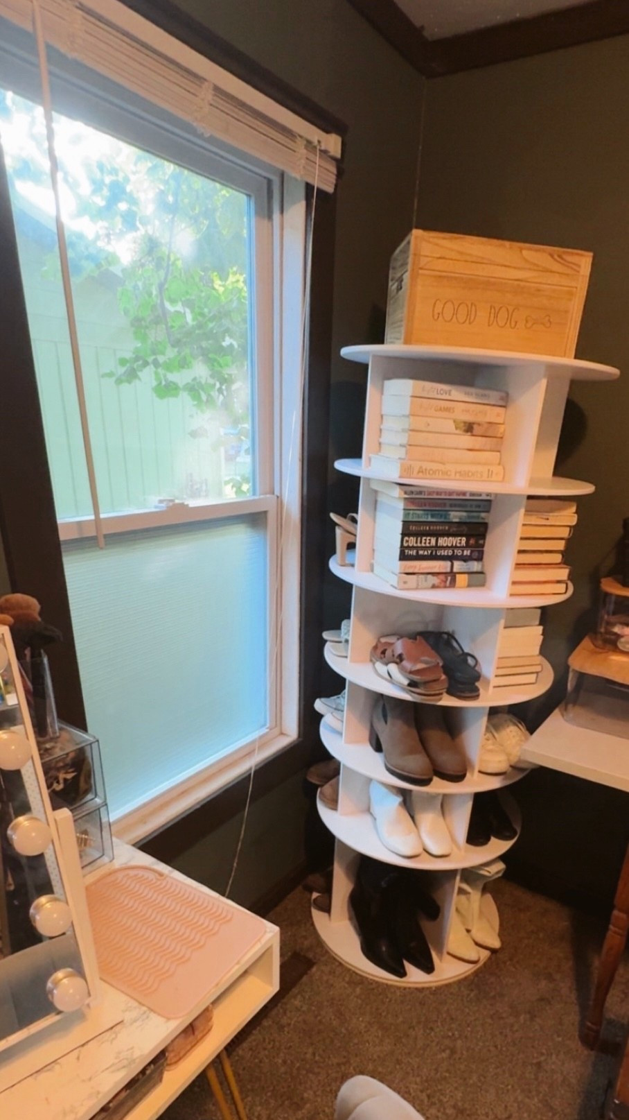 Obsessed is an understatement with this rotating storage rack. So many options- shoes, decorations, books, etc! 

#LTKHome #LTKSaleAlert #LTKFindsUnder100