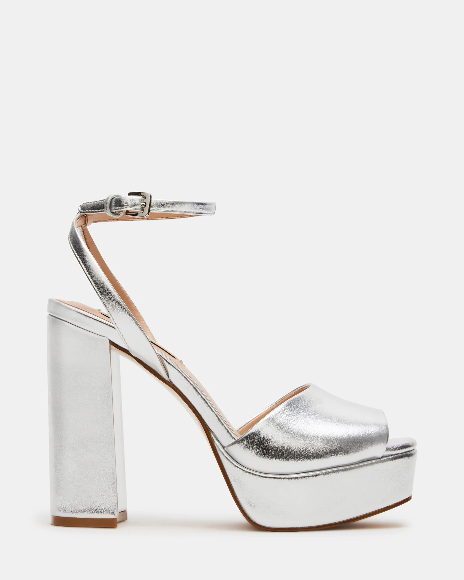 LOURDES Silver Metallic Platform Heel | Women's Heels | Steve Madden (US)