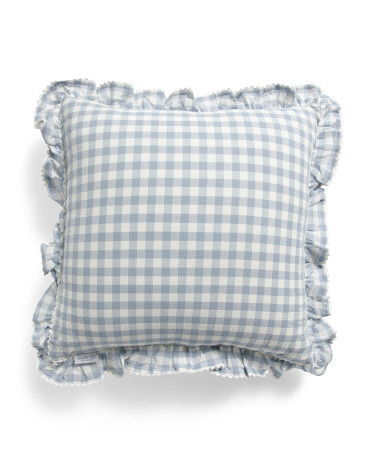 20x20 Lily Gingham Ruffle Square Pillow | Polyester/Cotton | Marshalls