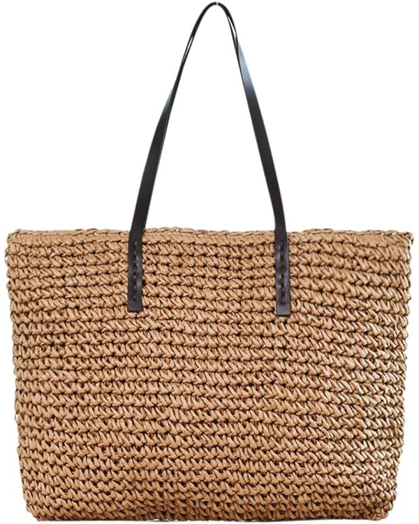 Ayliss Women Straw Woven Tote Large Beach Handmade Weaving Shoulder Bag Purse Straw Handbag | Amazon (US)