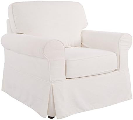 OSP Home Furnishings Ashton Slipcover Round Arm Chair, Ivory | Amazon (US)