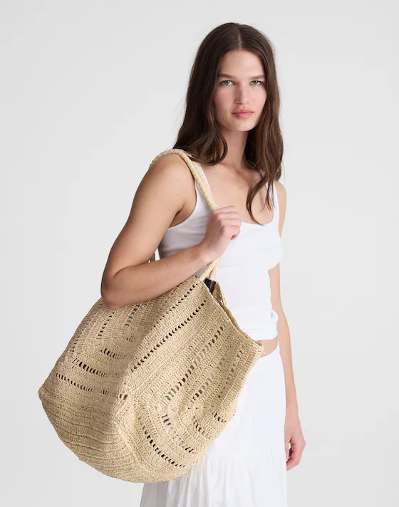 The Shopper Tote in Eyelet Raffia | Madewell