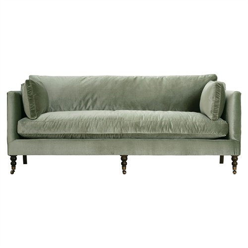 Madeline Sage Green Velvet Sofa - 84" | Kathy Kuo Home