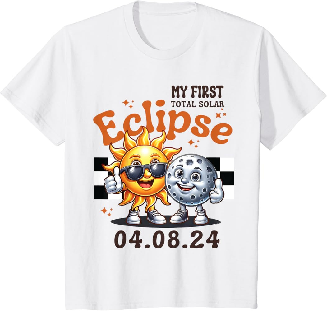 My First Total Solar Eclipse April 8 2024 Toddler Present T-Shirt | Amazon (US)