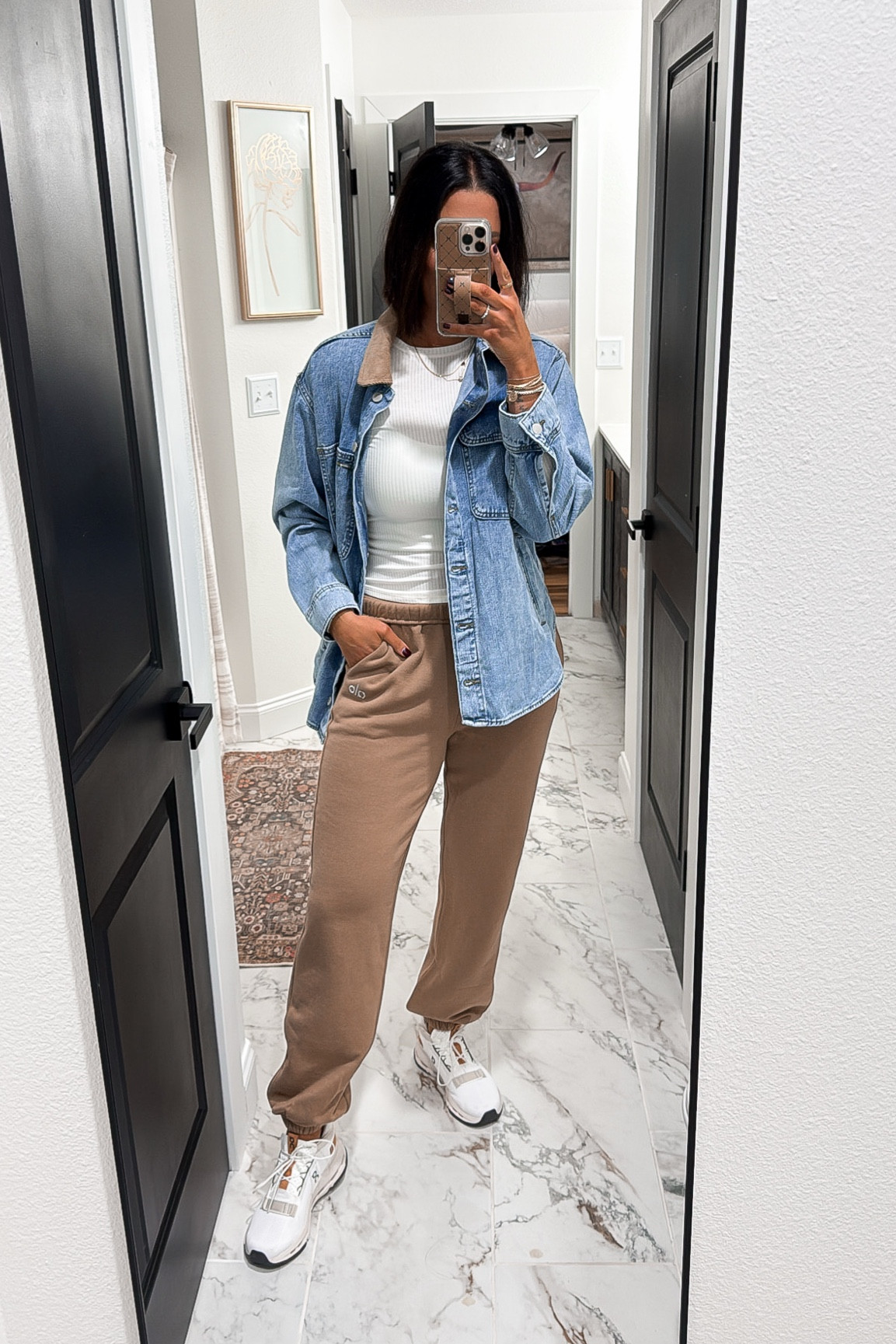Denim jacket-medium
Top-medium
Sweatpants-small
Sneakers-tts 8

#LTKShoeCrush #LTKSaleAlert #LTKStyleTip