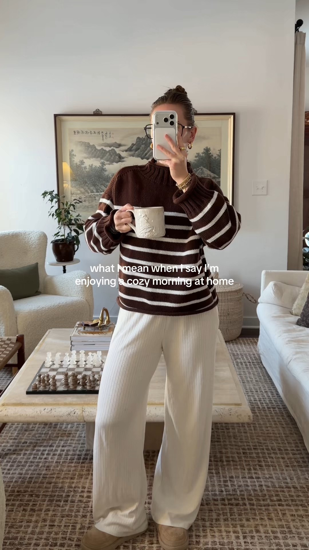 1/31/26 Cozy morning routine at home 🤍 Linking our living room furniture details, my pour-over coffee maker from Amazon, and what I’m wearing — my J.Crew roll neck sweater paired with my Amazon blue light glasses. Simple, calm, and my favorite way to start the day.

#LTKdayinmylife #LTKmorningroutine #LTKootd