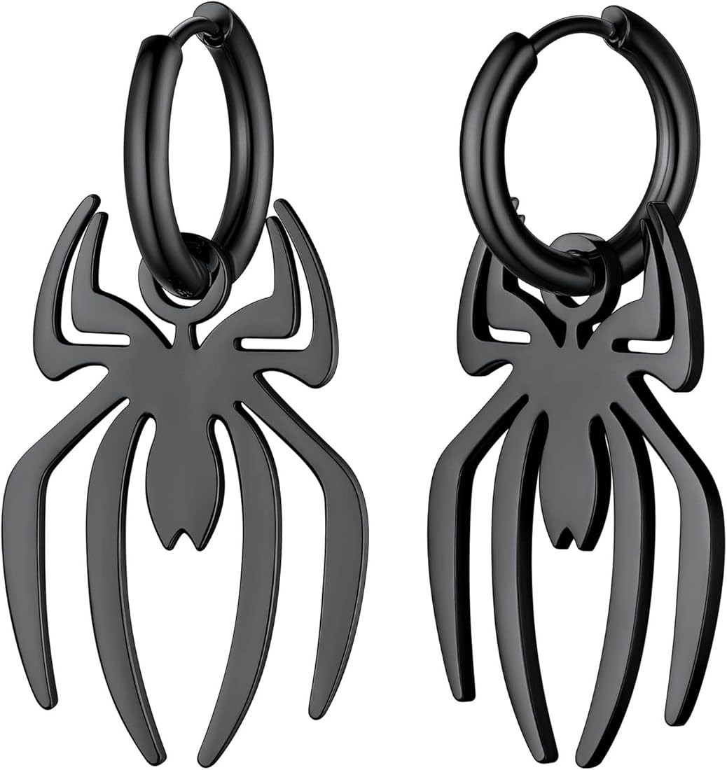 Stainless Steel/Gold/Black Plated Spider/Dollar/Angel Wings/Guitar Dangle Earrings for Women Fashion | Amazon (US)