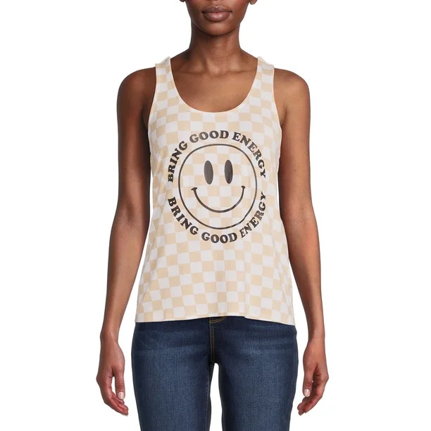 No Boundaries Juniors Sleeveless Lace-Up Back Graphic Tank Top - Walmart.com | Walmart (US)