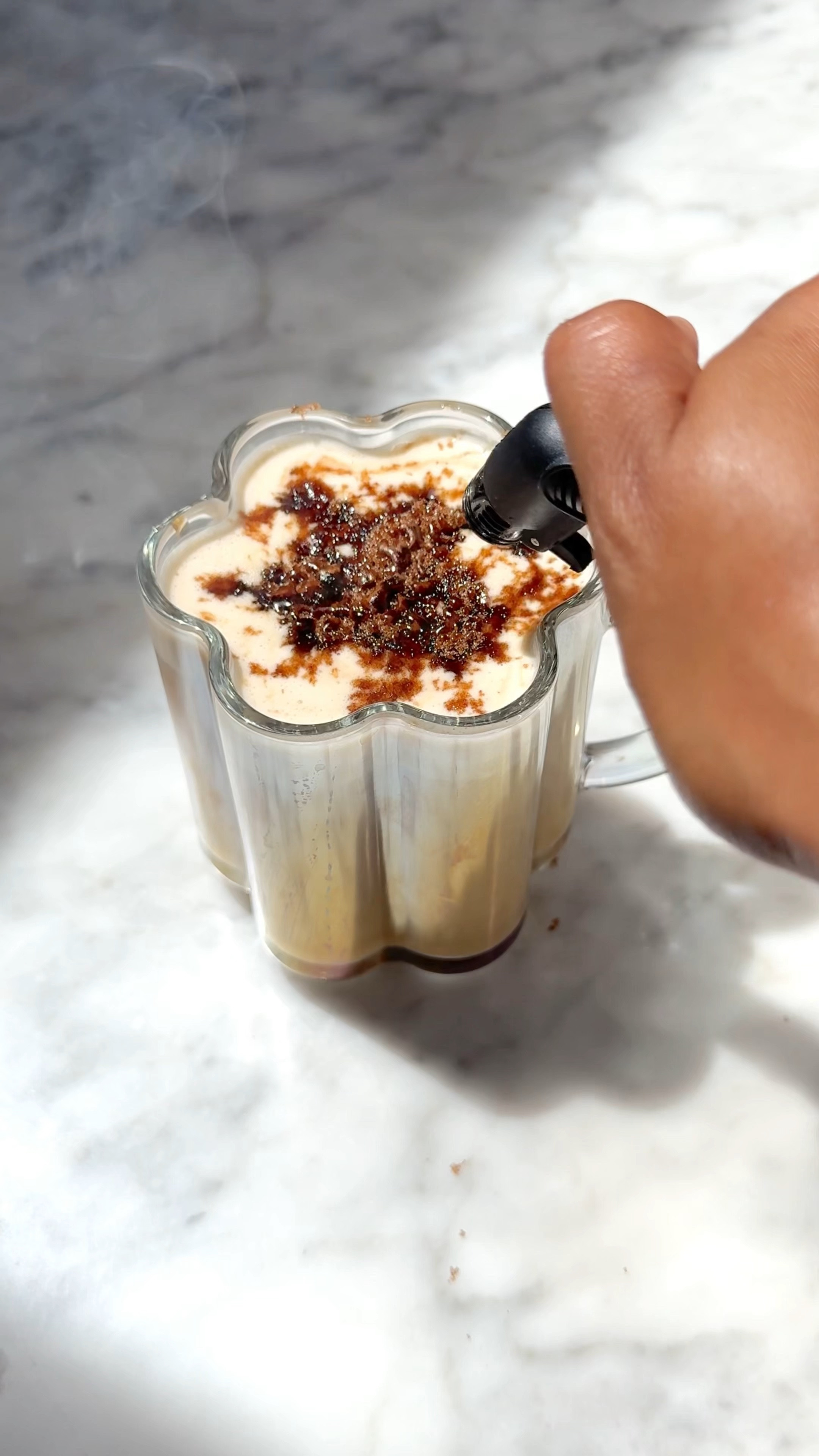 Fall coffee recipe: Creme Brulee iced coffee with salted caramel foam and torched brown sugar crust! #coffeerecipe #fallcoffee #icedcoffee #keurig #dessert

#LTKHome #LTKautumn #LTKSeasonal