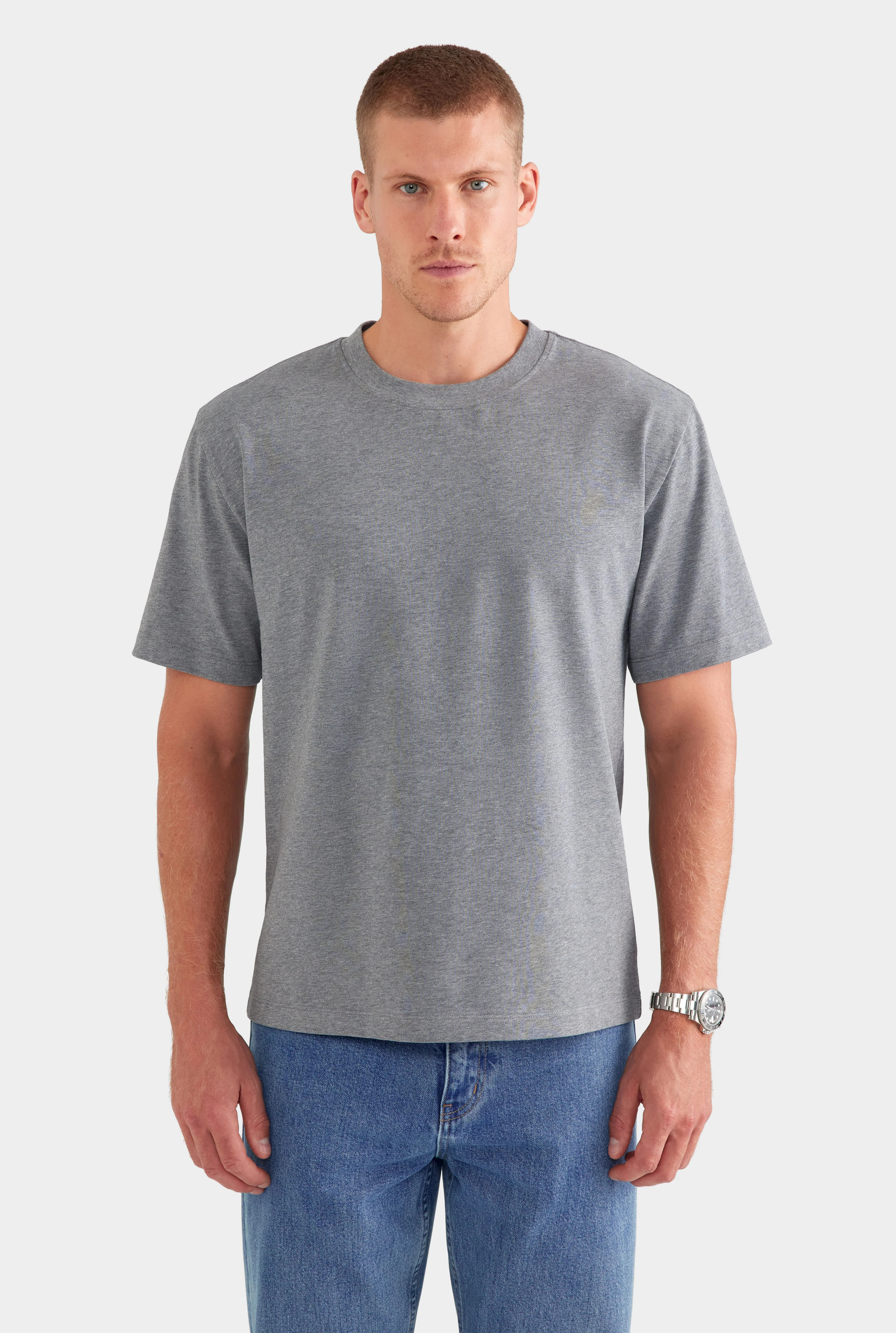 Mens Heavy Weight Standard Cotton T Shirt Dark Grey Marl | Venroy | Venroy AU