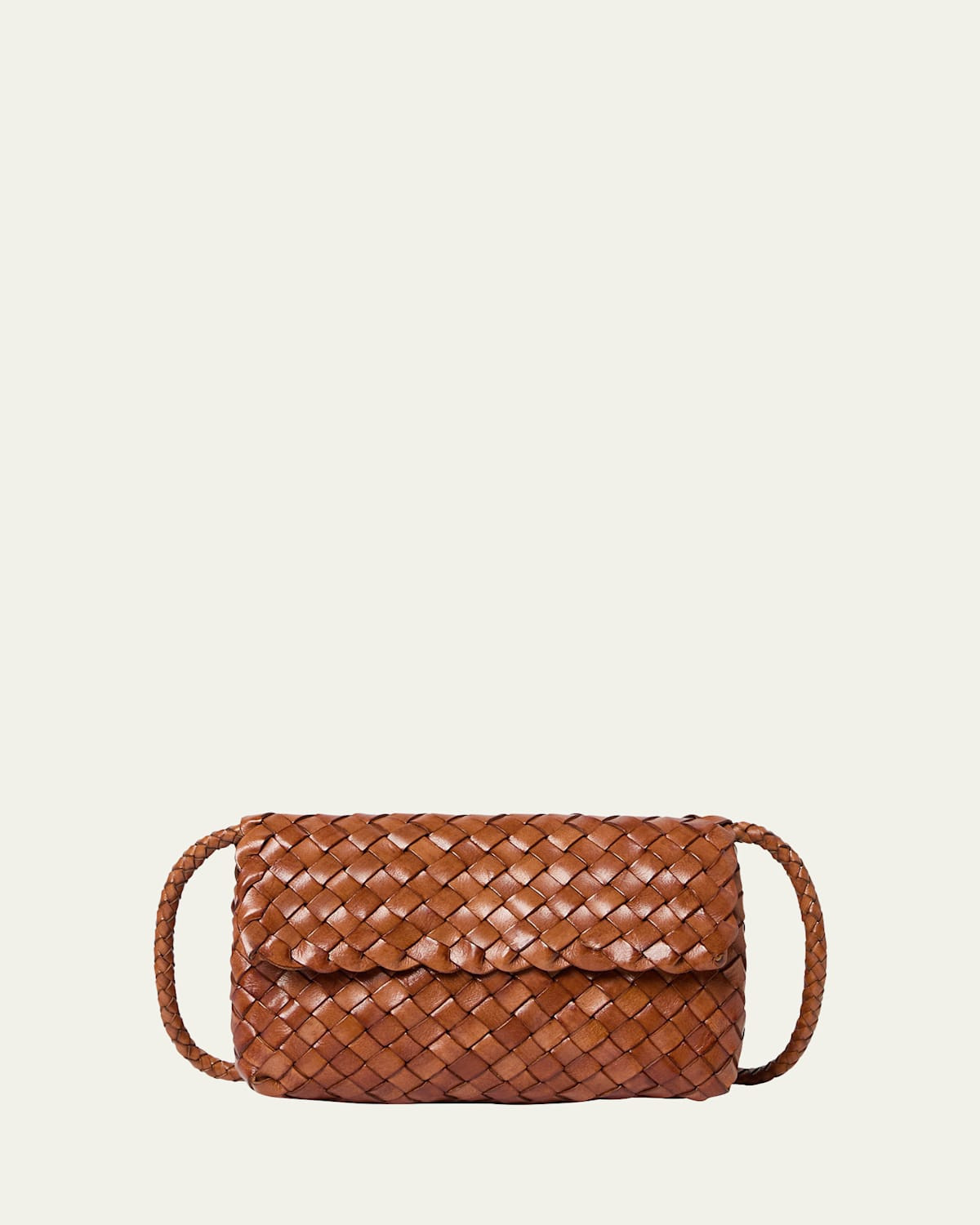 Loeffler Randall mini woven buffalo leather crossbody bag in natural tan