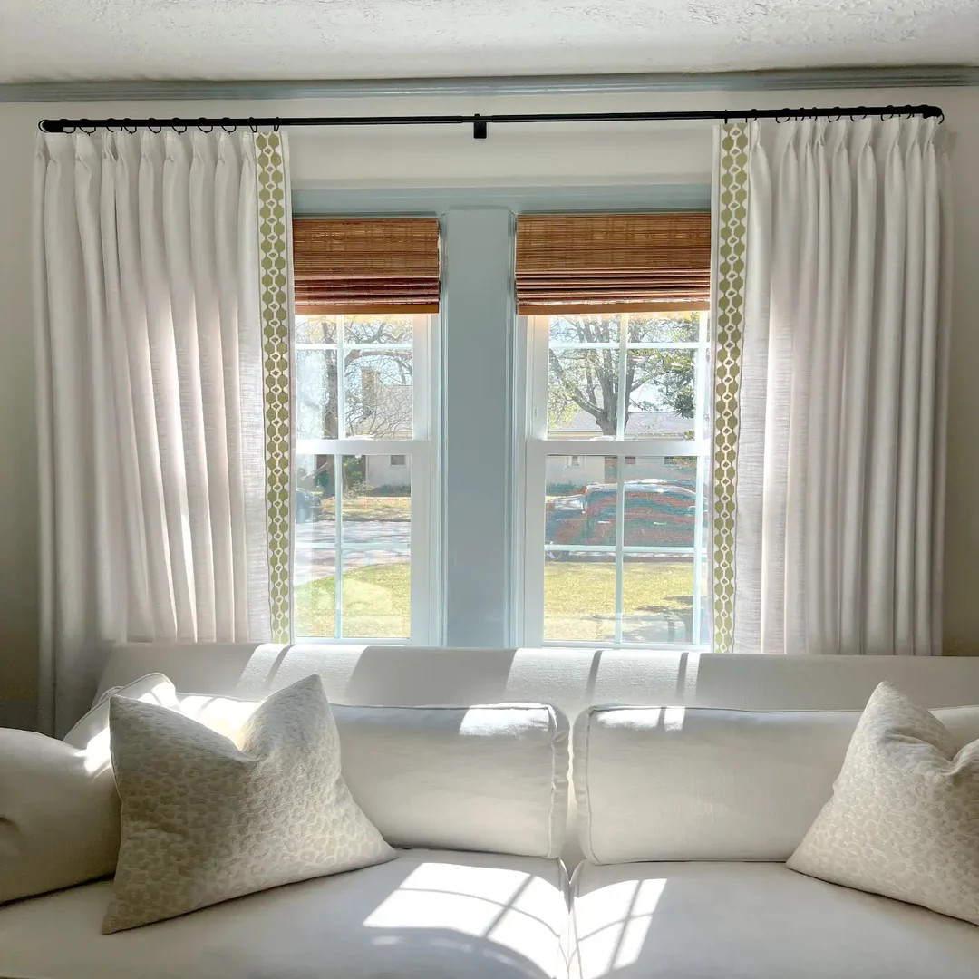 Liz Linen Curtains with Border Trim (Sold per Pair) | TWOPAGES