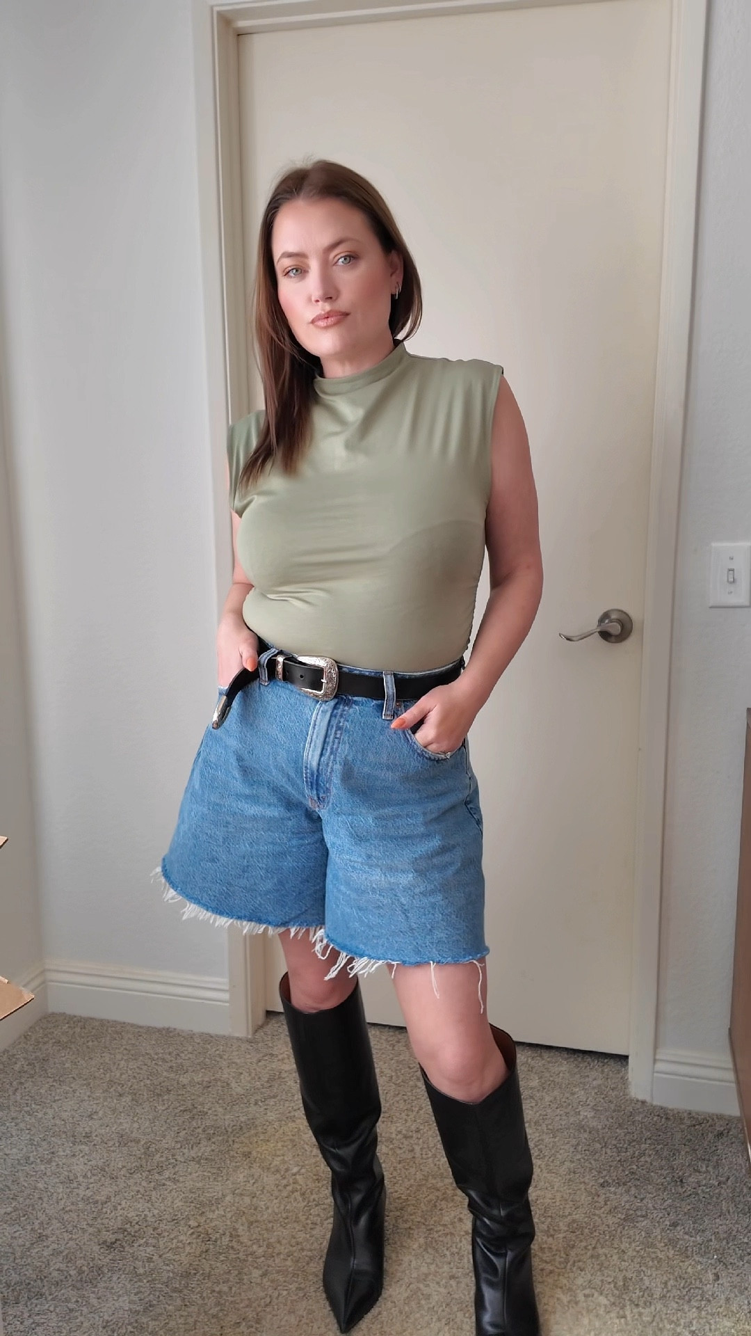 OOTD tank top and jean shorts from Abercrombie, western belt from Anthropologie and tall black boots from free people 

#LTKOver40 #LTKSpringSale #LTKStyleTip