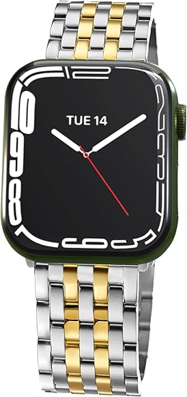 Watch Bands for Apple Watch 10,Se,9,8,7,6,5,4,3,2,1 for Women, Dressy Seven-link Band for Apple W... | Amazon (US)