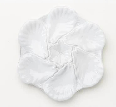 Fleur de Lis White Oyster Plates, Set of Four | Mintwood Home LLC - mintwoodhome.com
