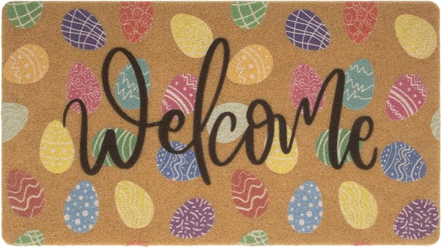 Easter Coir Doormat Spring Welcome Mat - Colorful Easter Eggs Front Door Mat Indoor Outdoor Entra... | Amazon (US)
