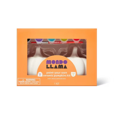 2pk Paint-Your-Own Ceramic Pumpkin with Cat and Witch Stickers - Mondo Llama™ | Target