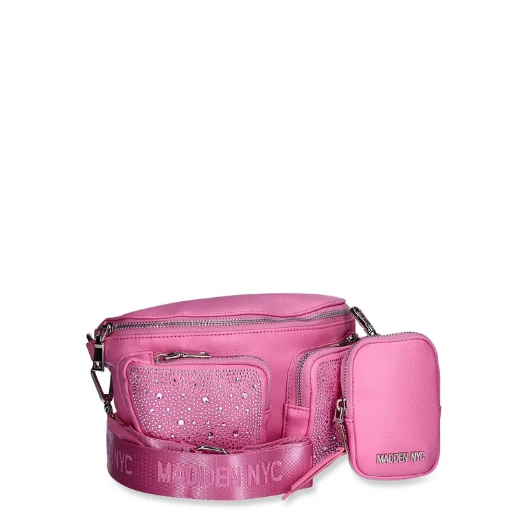Madden NYC Women's Embellished Fanny Pack with Pouch, Pink | Walmart (US)