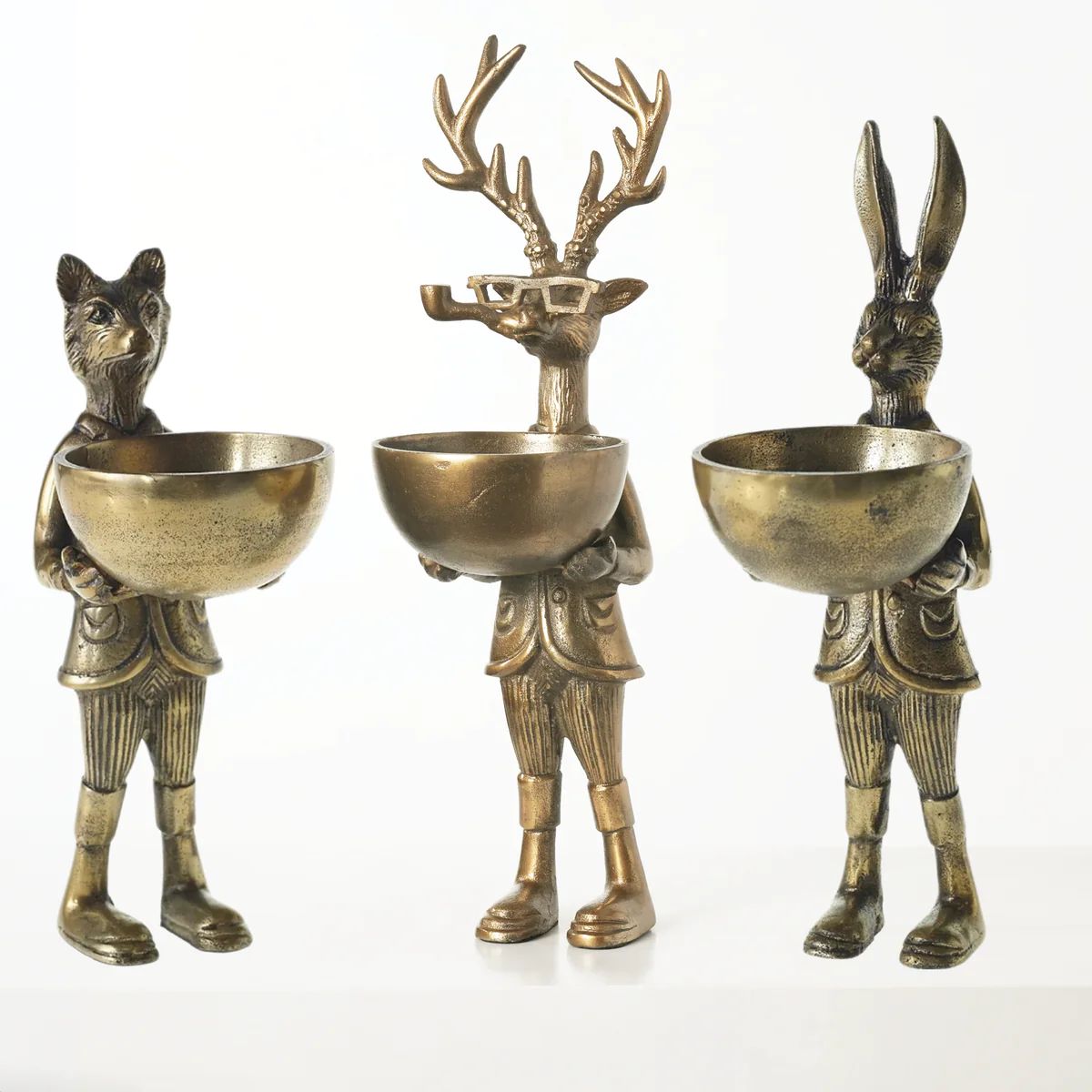 Eric + Eloise Bronzed Aluminum Serving Dish Standing Bookends Collection | Darby Creek Trading