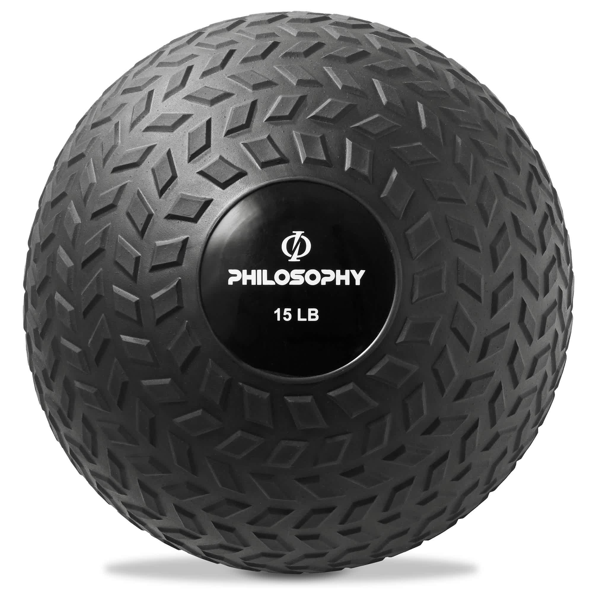 Philosophy Gym Slam Ball - 15-lb Weighted Medicine Ball with Easy Grip Tread in Black | FIT-FB-SB15-BLK | Lowe's