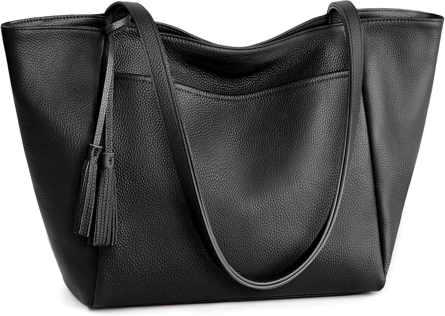 befen Genuine Leather Tote Bag for Women, Zipper Slouchy Work Shoulder Bag | Amazon (US)