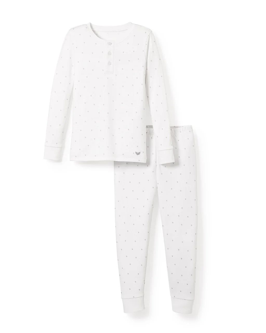 Kid's Pima Snug Fit Pajama Set in Grey Stars | Petite Plume