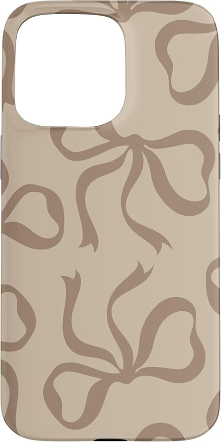 iPhone 15 Pro Max Cute Coquette Aesthetic Brown Bows on Beige Cream Ribbons Case | Amazon (US)