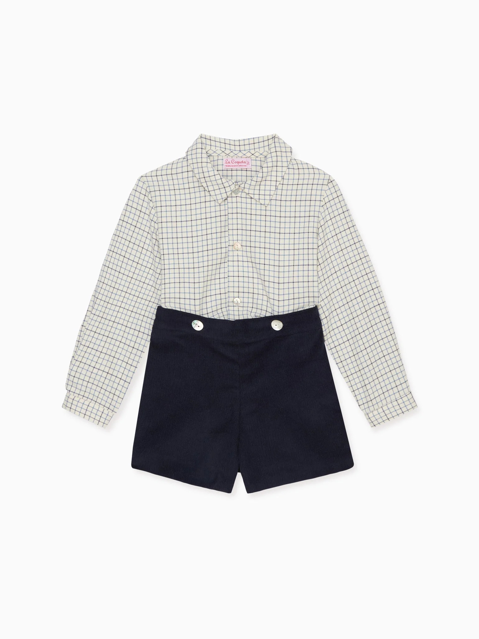 Navy Check Arlo Baby Boy Set | La Coqueta (US)