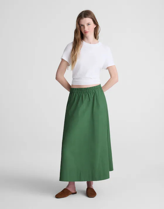 A-Line Midi Skirt in Poplin | Madewell