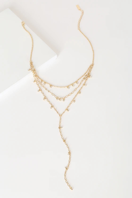 Link To Your Heart Gold Rhinestone Layered Necklace | Lulus (US)