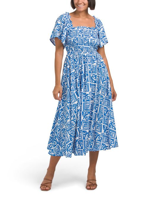 Puff Sleeve Abstract Print Maxi Dress | TJ Maxx