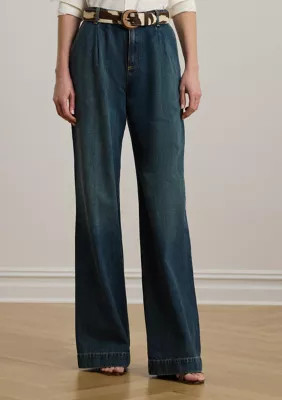 Lauren Ralph Lauren Women's High-Rise Pleated Wide-Leg Jeans, 2 | Belk