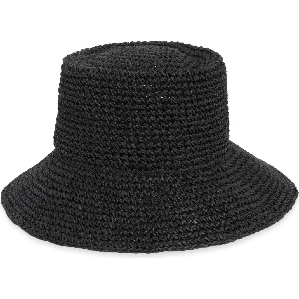 Nordstrom Lantern Packable Straw Bucket Hat in Black at Nordstrom | Nordstrom