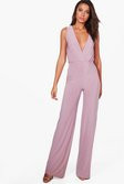 Tall Naia Wrap Front Wide Leg Slinky Jumpsuit | Boohoo.com (US & CA)