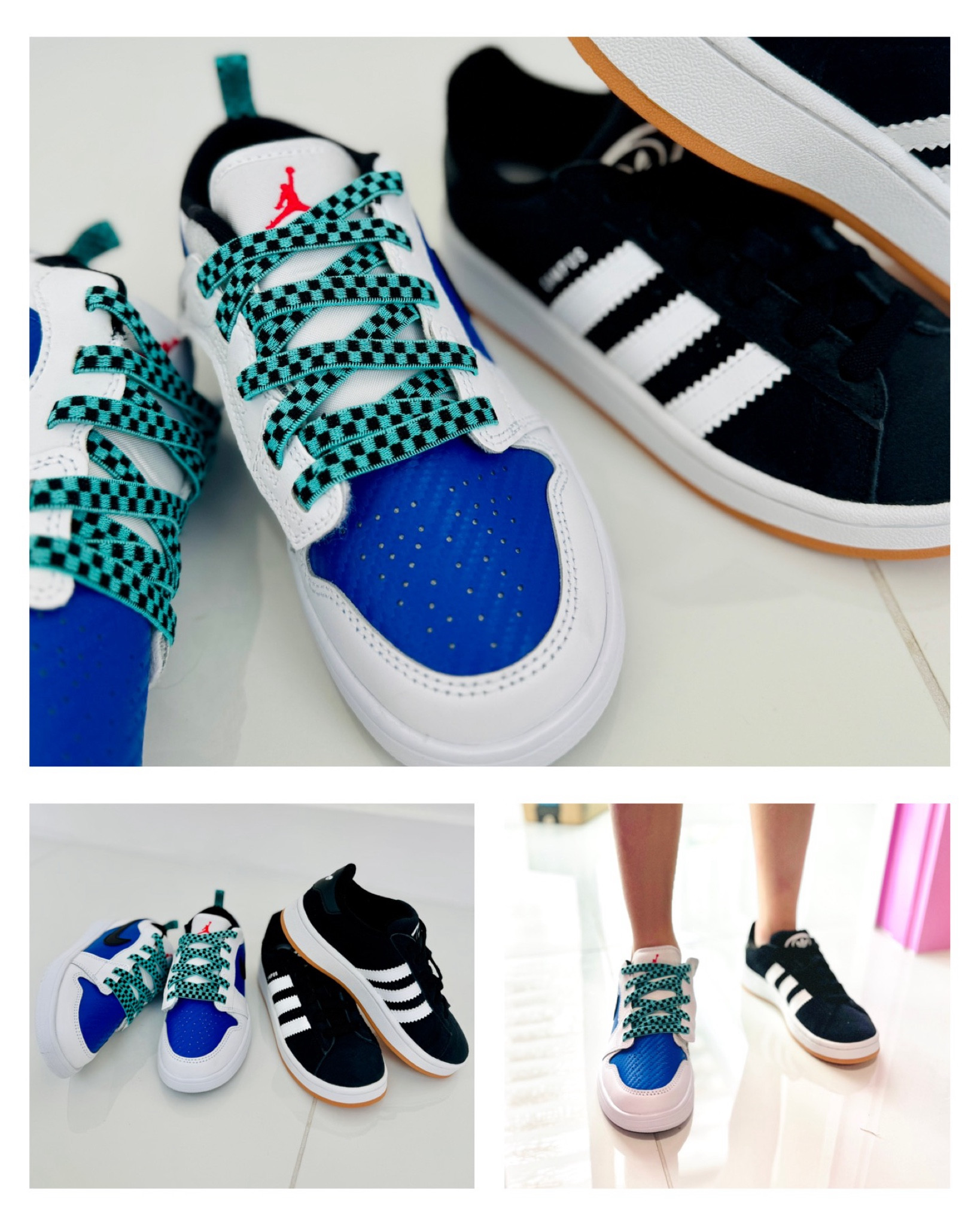 Griffin’s Jordans and Adidas both have stretchy laces so no need to tie  

#LTKKids #LTKShoeCrush #LTKBacktoSchool