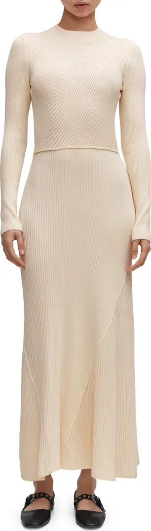 MANGO Long Sleeve Ribbed Sweater Dress | Nordstrom | Nordstrom