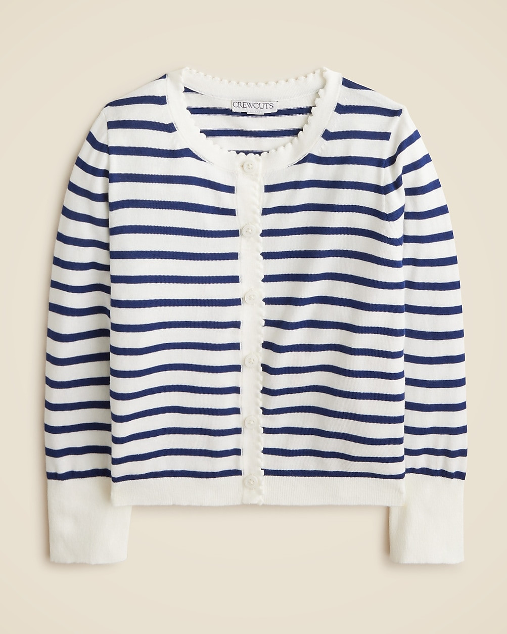 Girls' scalloped lightweight cotton cardigan in stripe | J. Crew US