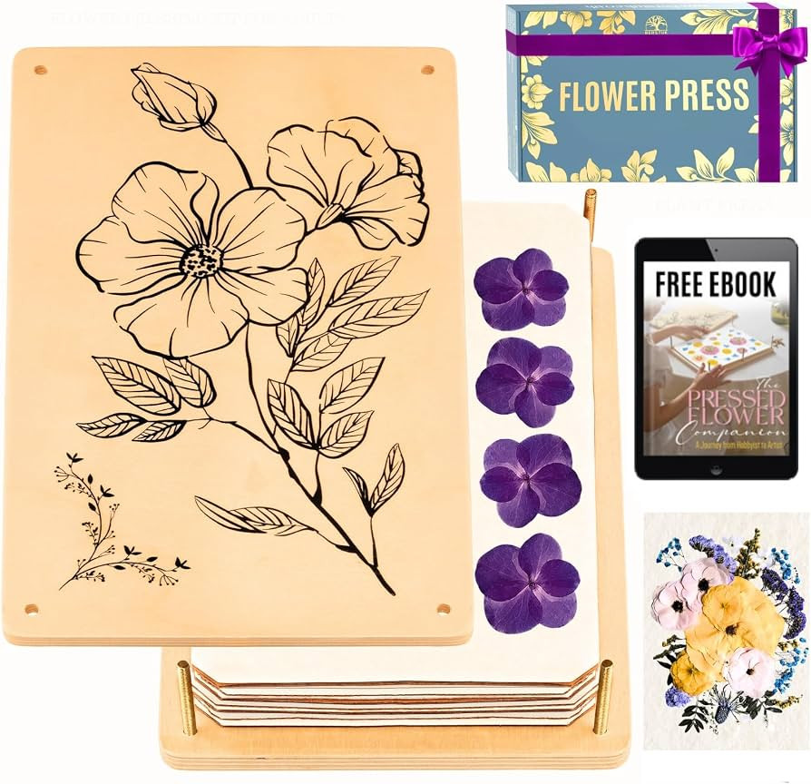 Berstuk Wooden Flower Press for Adults and Teens - Includes Expert Video Tutorials - Large Flower... | Amazon (US)