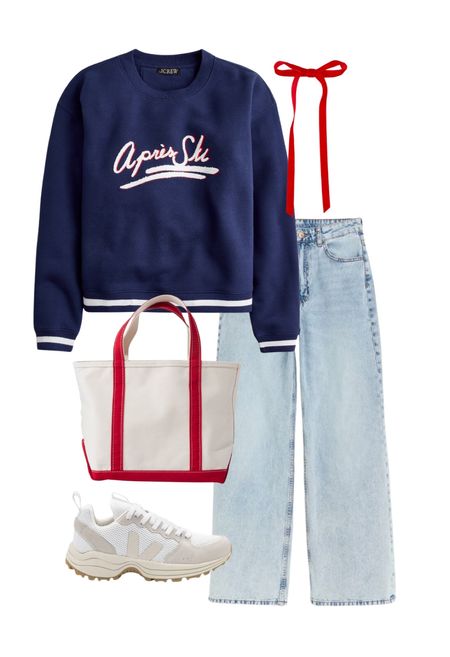Casual winter outfit / graphic sweatshirt / light denim jeans / shopping tote / white sneakers / travel outfit / casual outfit 

#LTKfindsunder100 #LTKGiftGuide #LTKfindsunder50