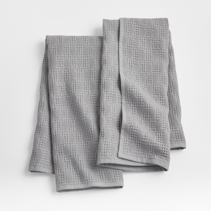 Diamond Piqué Alloy Grey Tea Kitchen Dish Towels, Set of 2 + Reviews | Crate & Barrel | Crate & Barrel