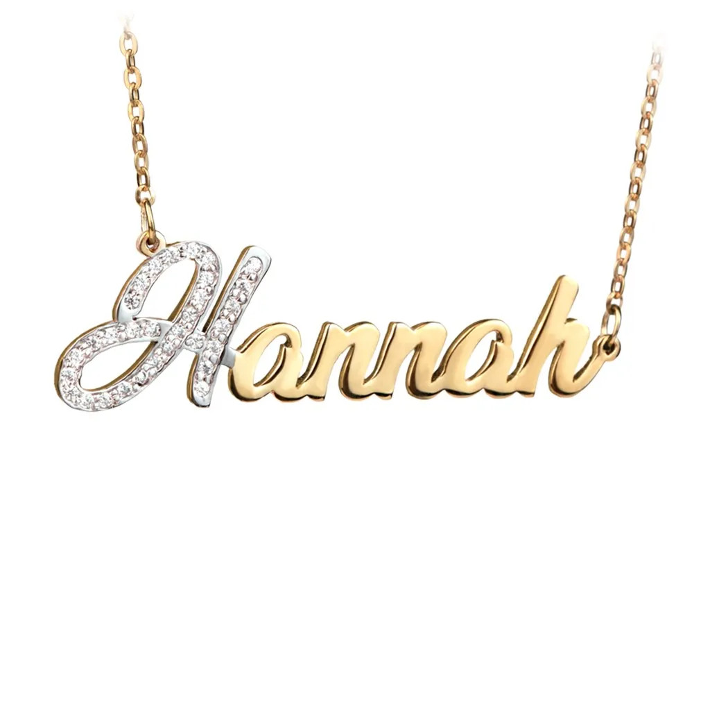 Personalized Name Necklace with Pavé Initial | Jewlr