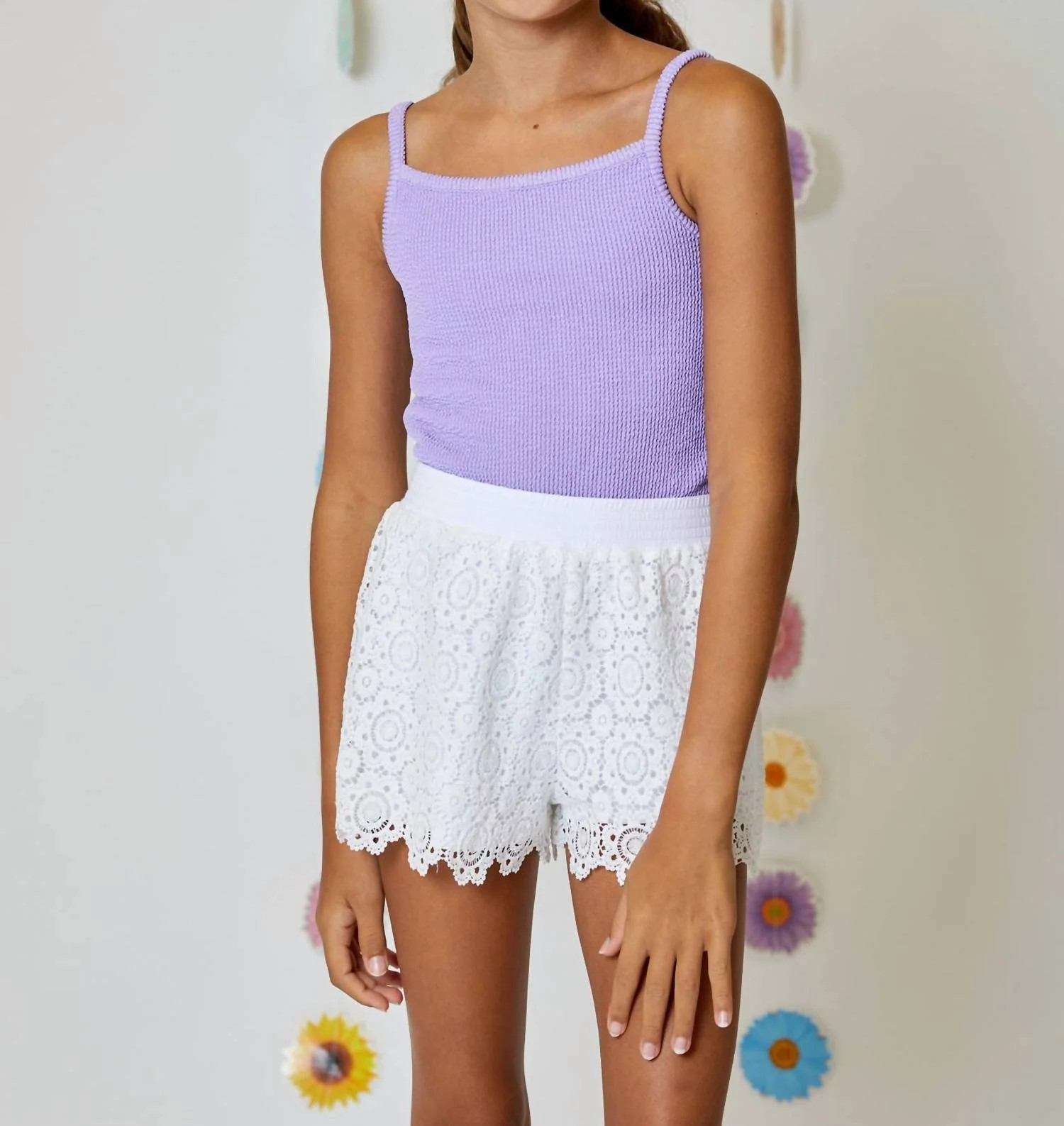 Girls Eyelet Shorts In White | Shop Simon