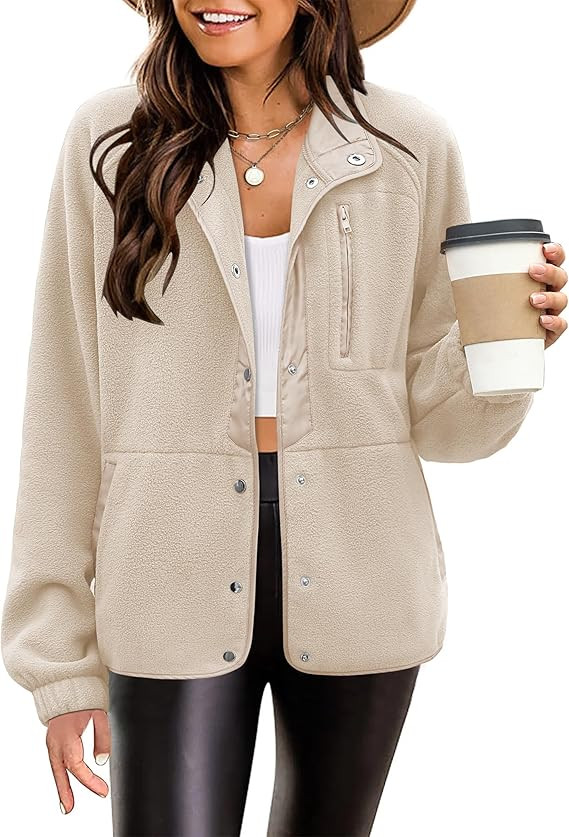 Zeagoo Women's Cozy Fleece Jacket Western Aztec Print Button Down Coat with Pockets Casual Warm O... | Amazon (US)