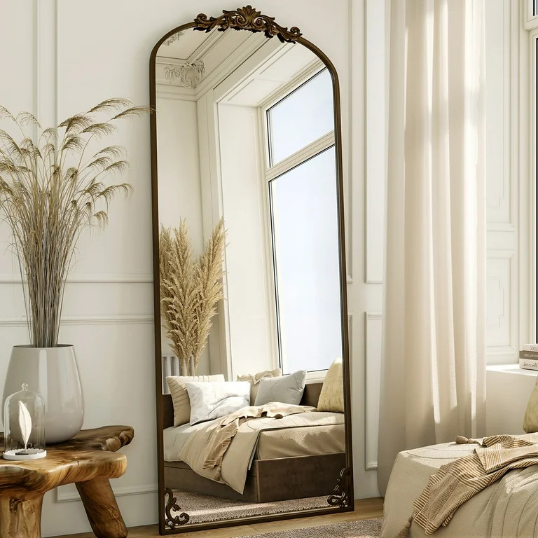 BEAUTYPEAK 72"x24" Full Length Mirror with Baroque Flower Head Design Wall-Mounted Mirror,Antique... | Walmart (US)