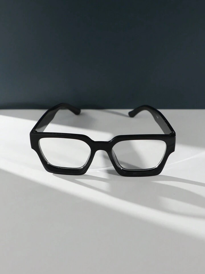 1 Pair Women's Black Plastic Square Retro Fashion Thick Frame Luxury Chic Casual Eyeglasses, Suitable For Daily Commute And School | SHEIN